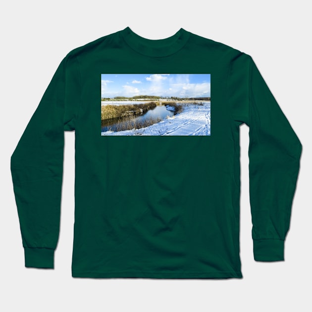 Country River in the Winter Long Sleeve T-Shirt by Natural Distractions